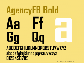 AgencyFB-Bold Version 1.000;PS 001.000;hotconv 1.0.38 Font Sample