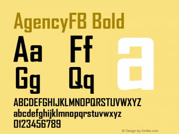 AgencyFB-Bold Version 1.000;PS 001.000;hotconv 1.0.38图片样张