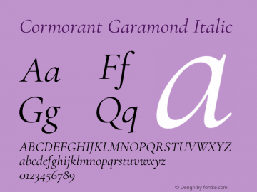 Cormorant Garamond Italic Version 3.400 Font Sample