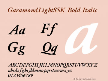 GaramondLightSSK Bold Italic Altsys Metamorphosis:8/23/94图片样张