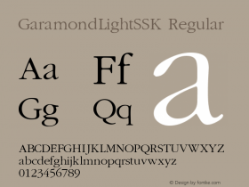 GaramondLightSSK Regular Macromedia Fontographer 4.1 8/3/95图片样张