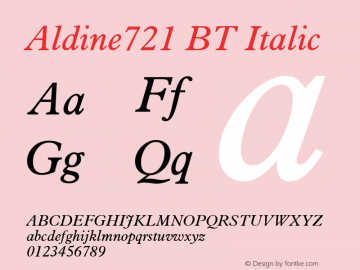 Aldine 721 Italic BT mfgpctt-v1.53 Friday, January 29, 1993 1:27:21 pm (EST)图片样张