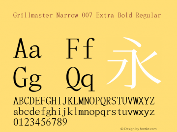 Grillmaster Narrow 007 Extra Bold Regular 0.01; (gw1798239) Font Sample