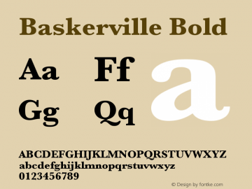 Baskerville Bold 12.0d2e3 Font Sample