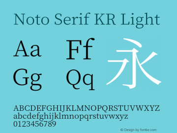 Noto Serif KR Light  Font Sample