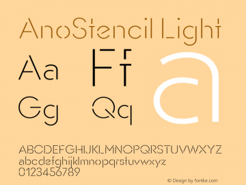 AnoStencil-Light Version 1.00 2014 Font Sample
