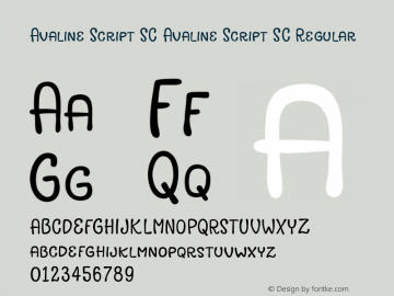 Avaline Script SC Regular 1.000 Font Sample