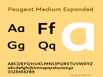 Peugeot-MediumExpanded Version 001.001 Font Sample