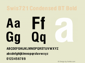 Swis721 Condensed BT Bold V1.00 Font Sample