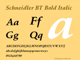 Schneidler BT Bold Italic V1.00 Font Sample