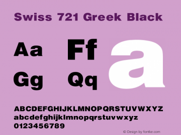Swiss 721 Greek Black V1.00 Font Sample