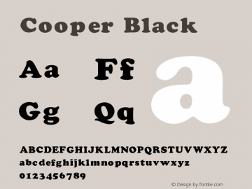 Cooper Black V1.00 Font Sample