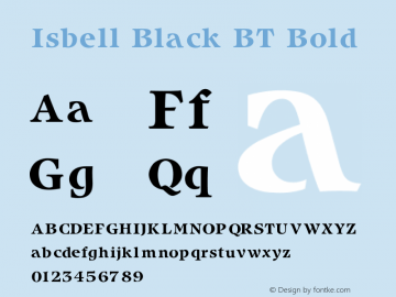 Isbell Black BT Bold V1.00 Font Sample