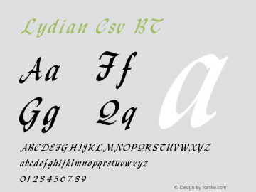 Lydian Csv BT V1.00 Font Sample