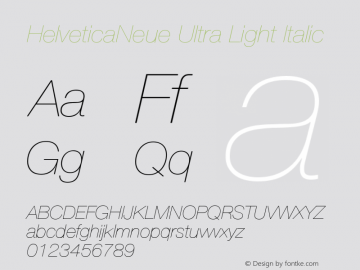 18 pt Helvetica* 26 Ultra Light Italic  99472 Version 001.100 Font Sample
