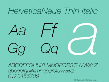 18 pt. Helvetica* 36 Thin Italic  56472 Version 001.000 Font Sample