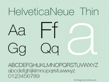 18 pt. Helvetica* 35 Thin  55472 Version 001.000 Font Sample