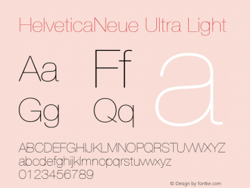 18 pt. Helvetica* 25 Ultra Light  79472 Version 001.000 Font Sample