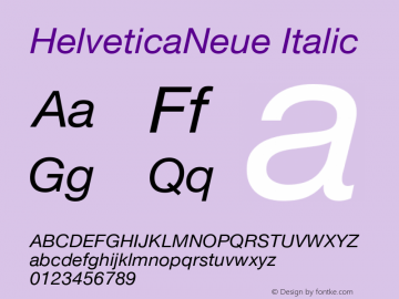 12 pt. Helvetica* 56 Italic   13472 Version 001.100 Font Sample