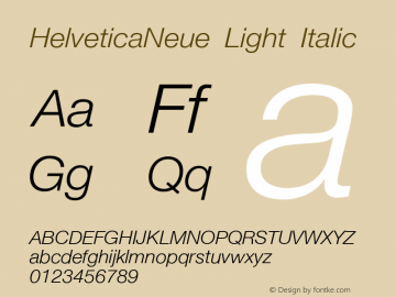 12 pt. Helvetica* 46 Light Italic   11472 Version 001.000 Font Sample