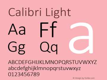 Calibri Light Version 1.02 Font Sample