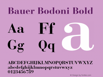 Bauer Bodoni CE Bold Version 001.000 Font Sample