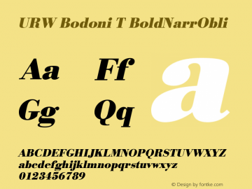URW Bodoni T BoldNarrObli Version 001.005 Font Sample