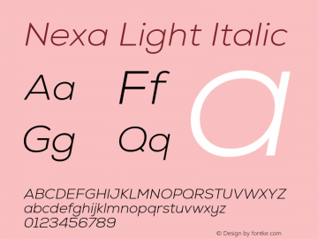 Nexa Light Italic Version 1.000 Font Sample