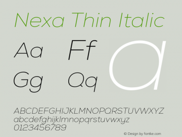 Nexa Thin Italic Version 001.001图片样张