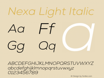 NexaLightItalic Version 1.000 Font Sample