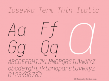 Iosevka Term Thin Italic 1.13.0; ttfautohint (v1.6)图片样张