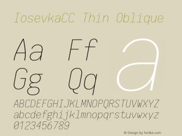 IosevkaCC Thin Oblique 1.13.0; ttfautohint (v1.6) Font Sample
