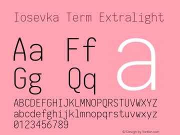 Iosevka Term Extralight 1.13.0; ttfautohint (v1.6)图片样张