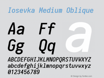 Iosevka Medium Oblique 1.13.0; ttfautohint (v1.6) Font Sample