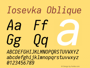 Iosevka Oblique 1.13.0; ttfautohint (v1.6)图片样张