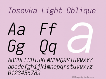 Iosevka Light Oblique 1.13.0; ttfautohint (v1.6)图片样张