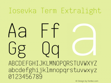 Iosevka Term Extralight 1.13.0; ttfautohint (v1.6)图片样张