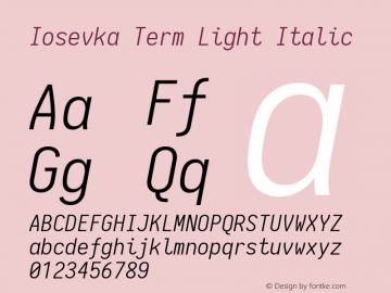 Iosevka Term Light Italic 1.13.0; ttfautohint (v1.6)图片样张