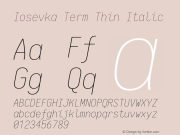 Iosevka Term Thin Italic 1.13.0; ttfautohint (v1.6)图片样张