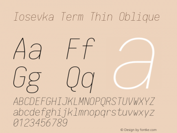 Iosevka Term Thin Oblique 1.13.0; ttfautohint (v1.6)图片样张