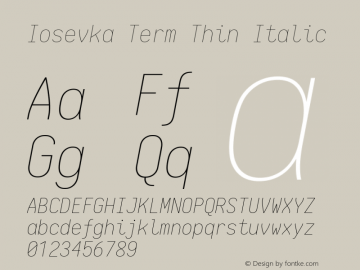 Iosevka Term Thin Italic 1.13.0; ttfautohint (v1.6)图片样张