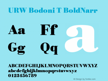 URW Bodoni T BoldNarr Version 001.005 Font Sample
