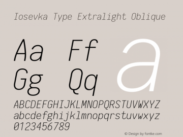 Iosevka Type Extralight Oblique 1.13.0; ttfautohint (v1.6)图片样张