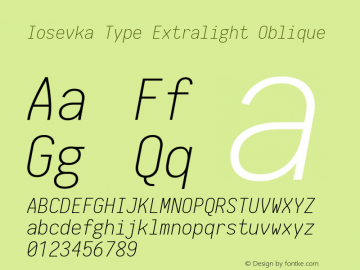 Iosevka Type Extralight Oblique 1.13.0; ttfautohint (v1.6)图片样张