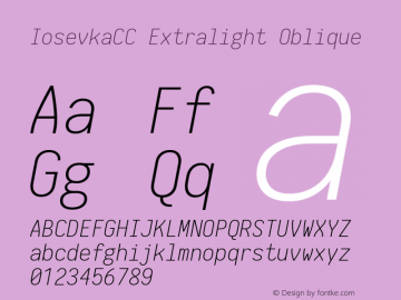 IosevkaCC Extralight Oblique 1.13.0; ttfautohint (v1.6) Font Sample
