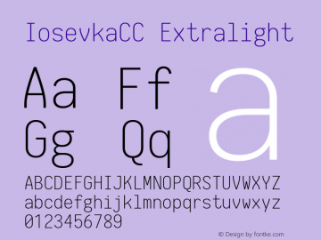 IosevkaCC Extralight 1.13.0; ttfautohint (v1.6) Font Sample