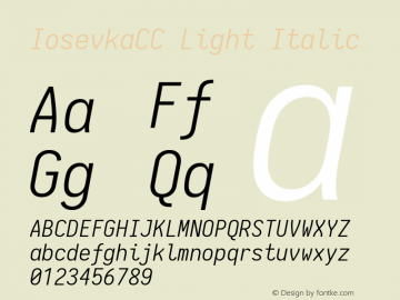 IosevkaCC Light Italic 1.13.0; ttfautohint (v1.6) Font Sample