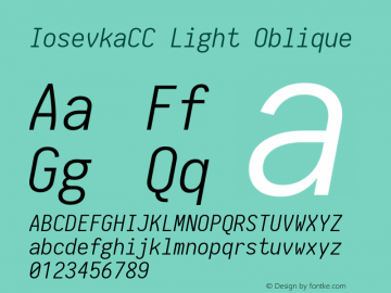 IosevkaCC Light Oblique 1.13.0; ttfautohint (v1.6) Font Sample