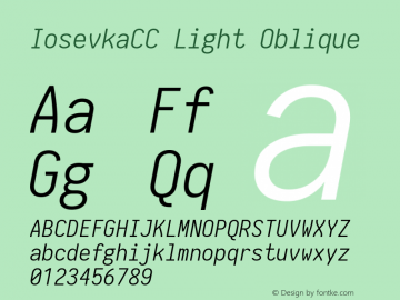 IosevkaCC Light Oblique 1.13.0; ttfautohint (v1.6) Font Sample