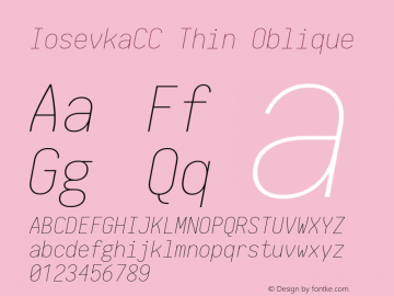 IosevkaCC Thin Oblique 1.13.0; ttfautohint (v1.6) Font Sample